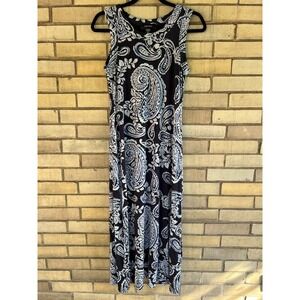 Karen Kane Blue Paisley Sleeveless Maxi Dress Petite Small Jersey Knit